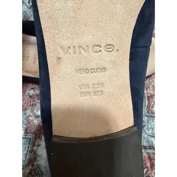 Vince‎ Suede Loafers Navy Blue Square Toe Slip On Flats Women's Size 7.5 - Picture 6 of 6